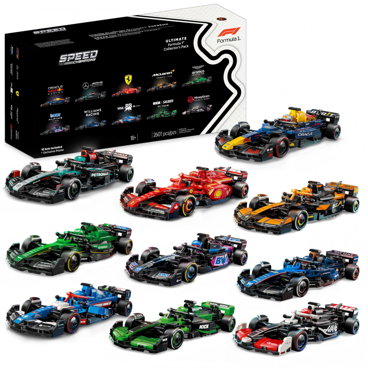 Конструктор Коллекционный набор Формулы 1 Speed Champions 2601 деталь 10 машинок F1