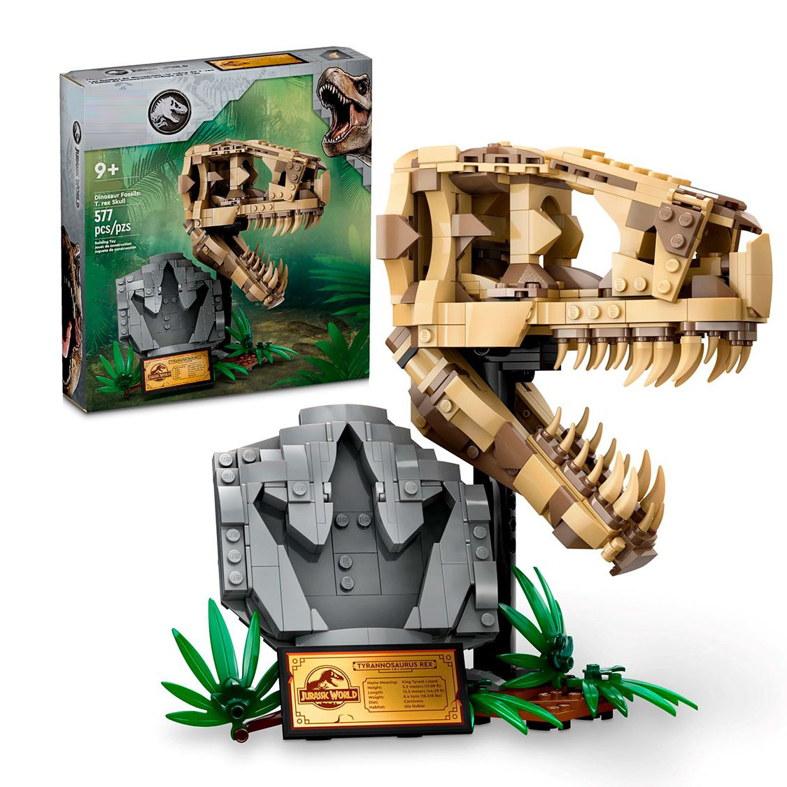 Конструктор Окаменелости динозавров: череп Ти-Рекса Мир юрского периода 576 деталей 60009