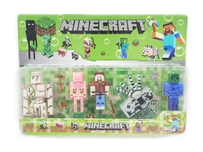 4 фигурки и паук Micro World Майнкрафт в блистере (Minecraft)