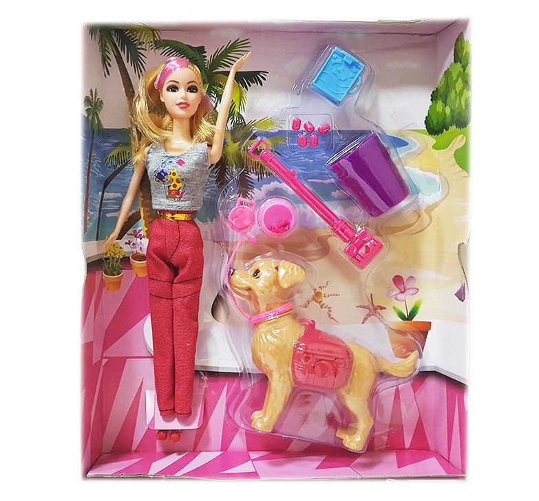 Кукла Барби на прогулке с собакой (29 см)