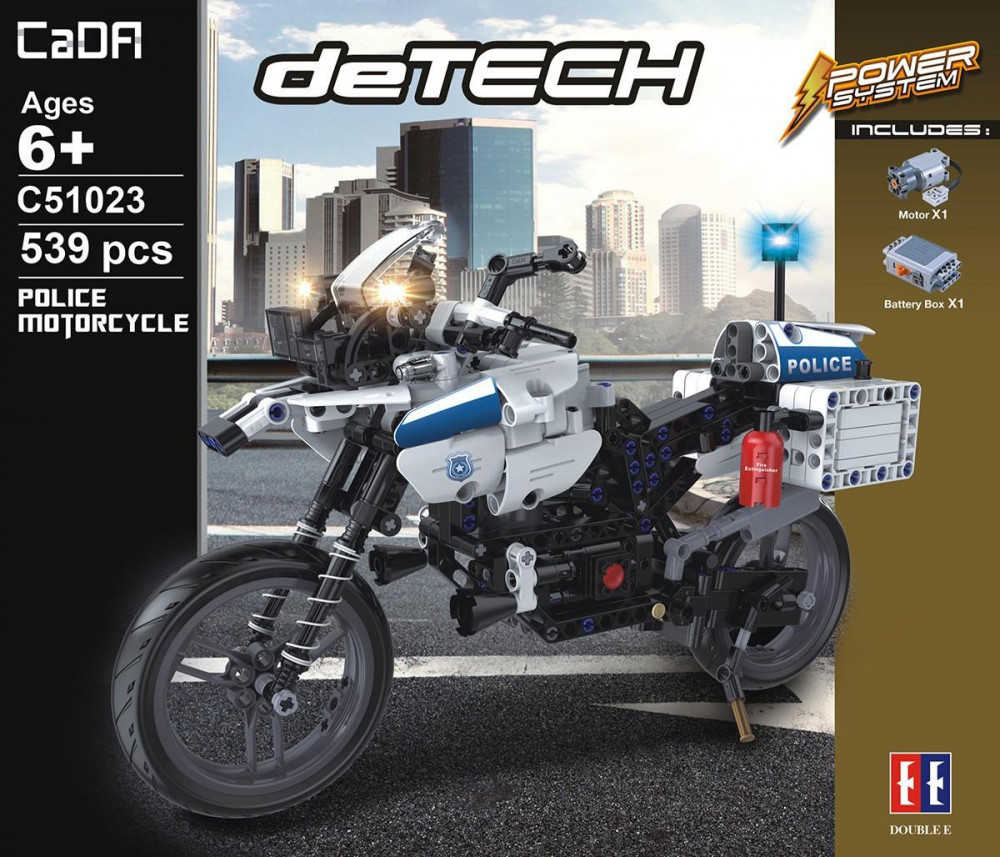 Конструктор Полицейский мотоцикл на радиоуправлении 539 деталей Cada Technics C51023W