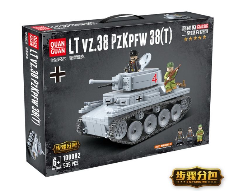 Конструктор Легкий немецкий танк LT vz.38 PZKPFW 38(t) / Техник 535 детали (100082 Quanguan)