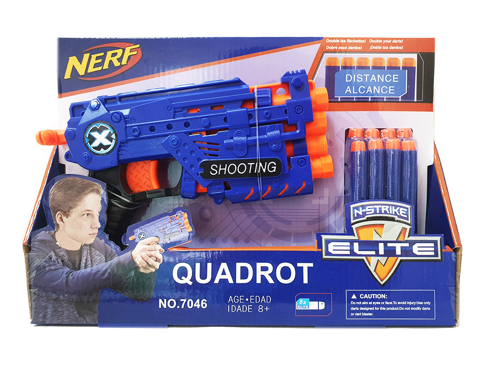 Бластер-пистолет и 8 патронов Quadrot (Нерф) 7046
